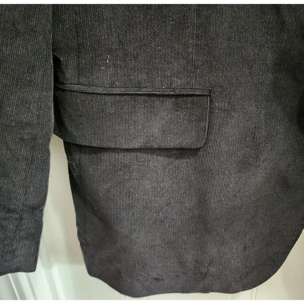 Stafford Black Corduroy Classic Fit Blazer Suit‎ Jacket Elbow Patch Size 48 REG